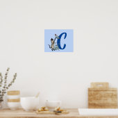 Poster Papillon de chat siamois Monogramme Initiale C Aff (Cuisine)
