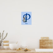 Poster Papillon de chat siamois Monogramme Initiale P Nom (Cuisine)
