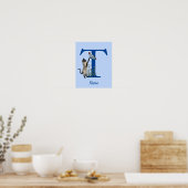 Poster Papillon de chat siamois Monogramme Initiale T Nom (Cuisine)