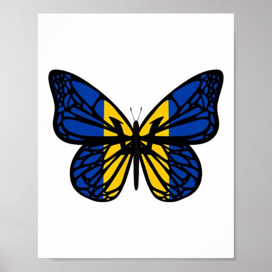 Poster Papillon de couleur du drapeau de l'Ukraine - Tryz (Devant)