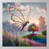 Poster Papillon de dragon lunaire en fleur : complexe (Devant)