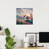 Poster Papillon de dragon lunaire en fleur : complexe (Bureau à domicile)