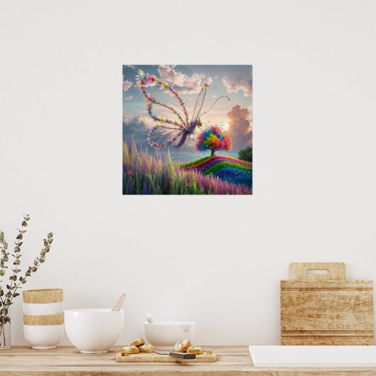 Poster Papillon de dragon lunaire en fleur : complexe (Cuisine)