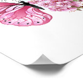 Poster Papillon de fleurs avec Sakura rose (Coin)