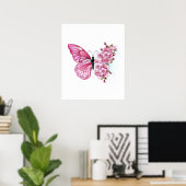 Poster Papillon de fleurs avec Sakura rose (Bureau à domicile)