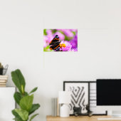 Poster Papillon de l'amiral rouge sur l'affiche de fleurs (Bureau à domicile)
