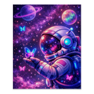 Poster Papillon de l'espace néon Galaxie Art