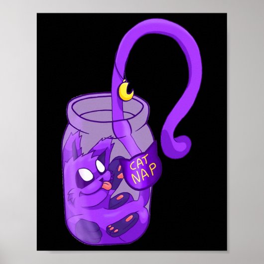 Poster Papillon de lune - Chat mignon (Devant)