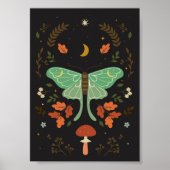Poster papillon de nuit de style boho. (Devant)