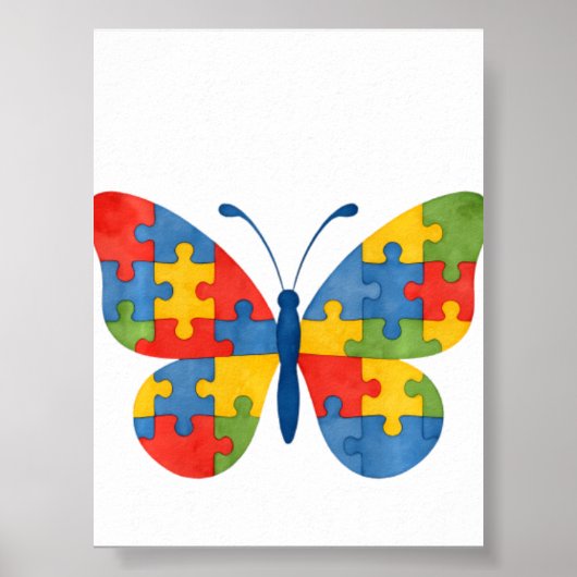 Poster Papillon de sensibilisation à l'autisme Puzzl (Devant)