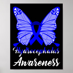Poster Papillon de sensibilisation à l'hydrocéphalie Bleu