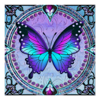 Poster Papillon de sublimation avec Arrière - plan