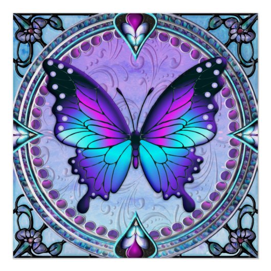 Poster Papillon de sublimation avec Arrière - plan (Devant)