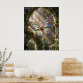 Poster Papillon de Vitrail en Fleur (Cuisine)