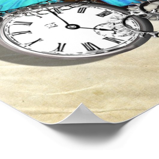 Poster Papillon des engrenages Steampunk (Coin)