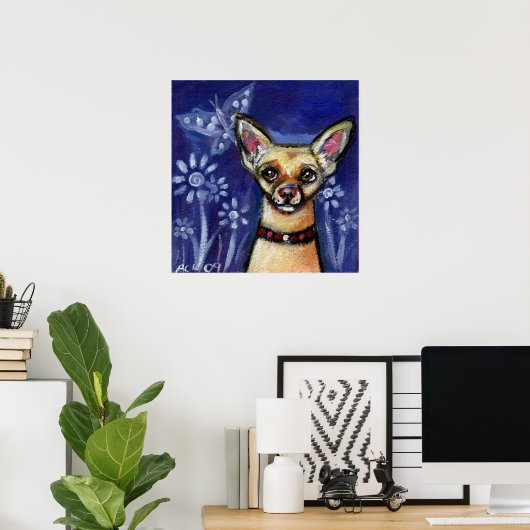 Poster papillon des yeux du Chihuahua (Bureau à domicile)