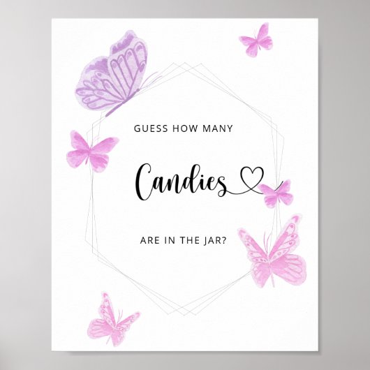 Poster Papillon devine combien de bonbons (Devant)
