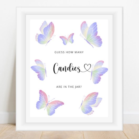 Poster Papillon devine combien de bonbons
