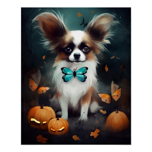 Poster Papillon d'Halloween avec citrouilles effrayant (Devant)