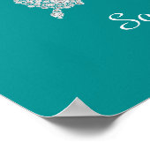 Poster Papillon Diamant Blanc, Nom de Script, Turquoise P (Coin)