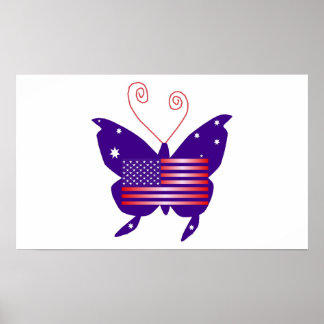 Poster Papillon Diva Américain En Blanc I