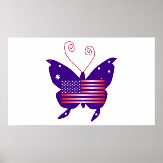 Poster Papillon Diva Américain En Blanc I (Devant)