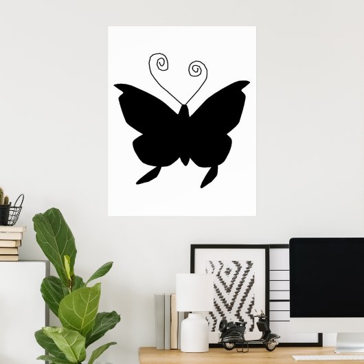 Poster Papillon Diva en noir (Bureau à domicile)
