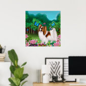Poster Papillon Dog in Garden Imprimer (Bureau à domicile)