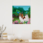 Poster Papillon Dog in Garden Imprimer (Cuisine)