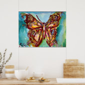 POSTER PAPILLON D'OR EN BLEU (Cuisine)