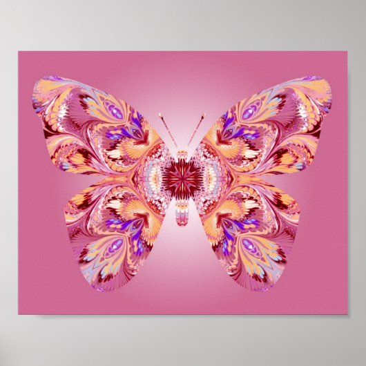 Poster Papillon Dreams Imprimer rose et orange (Devant)