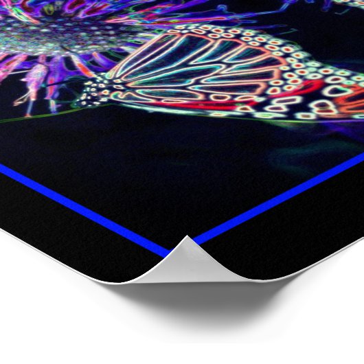 Poster Papillon électrique Abstrait Nature Art (Coin)