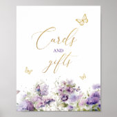 Poster Papillon embrasse cartes cadeaux fleurs Baby showe (Devant)