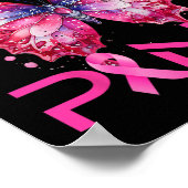 Poster Papillon En Octobre Nous Portons Le Cancer Du Sein (Coin)