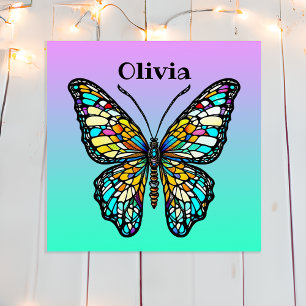 Poster Papillon en verre coloré personnalisé