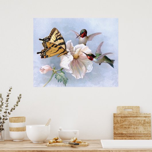 Poster Papillon et colibri (Cuisine)