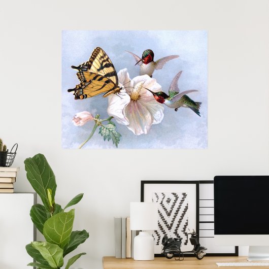 Poster Papillon et colibri (Bureau à domicile)