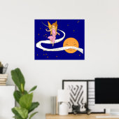 Poster papillon fille dans l'espace (Bureau à domicile)