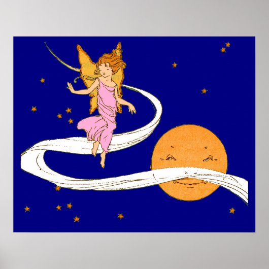 Poster papillon fille dans l'espace (Devant)