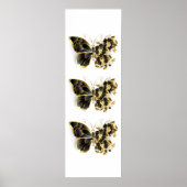 Poster Papillon fleur d'or avec orchidée noire (Devant)