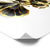 Poster Papillon fleur d'or avec orchidée noire (Coin)