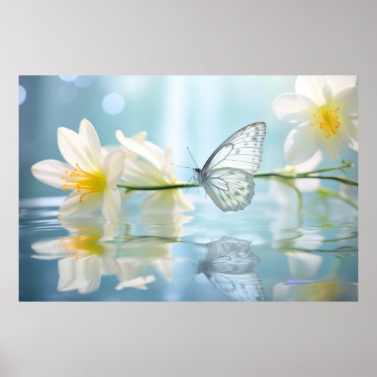 Poster Papillon Fleur Nature Serene Tranquille (Devant)