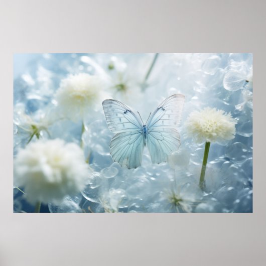 Poster Papillon Fleur Nature Serene Tranquille (Devant)