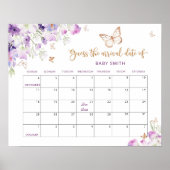 Poster Papillon floral Guette le calendrier de la date d' (Devant)