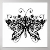 Poster Papillon floral - Noir & Blanc (Devant)