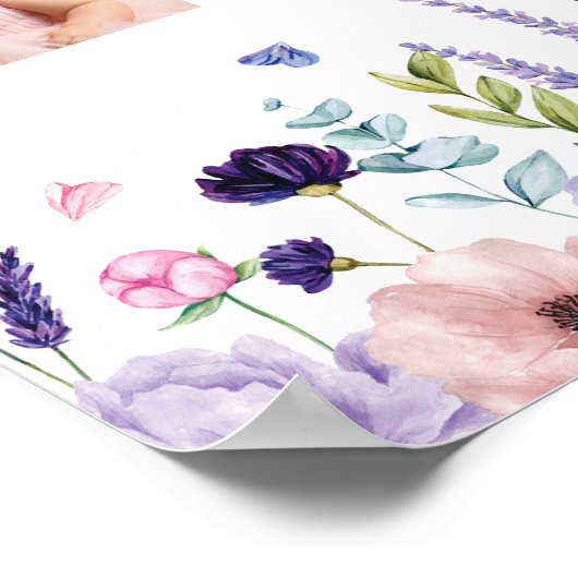 Poster Papillon Floral Première année Photo Milestone Pos (Coin)