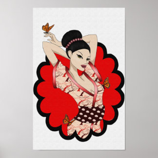Poster Papillon Geisha