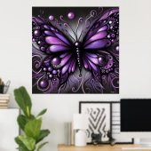 Poster Papillon gothique blanc violet noir couleur (Bureau à domicile)