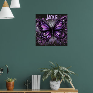 Poster Papillon gothique fantaisiste violet personnalisé