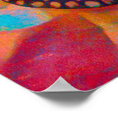 Poster Papillon Hippie Bleu Bohème Orange (Coin)